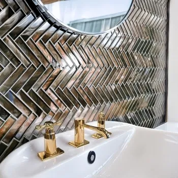 Solar Herringbone Bronze Glass Mosaic