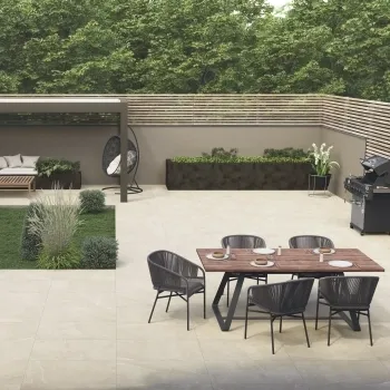 Bellevue Ivory Stone Effect Large Outdoor Porcelain Slab Tile