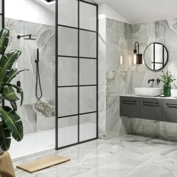 Onyx Marble Effect Grey Polished Porcelain Wall and Floor Tile