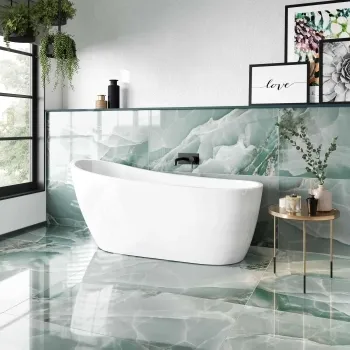 Onyx Marble Effect Turquoise Green Polished Porcelain Wall and Floor Tile