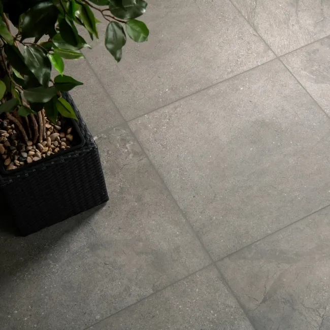 Portman Grey Stone Effect Matt Porcelain Outdoor Slab Tile