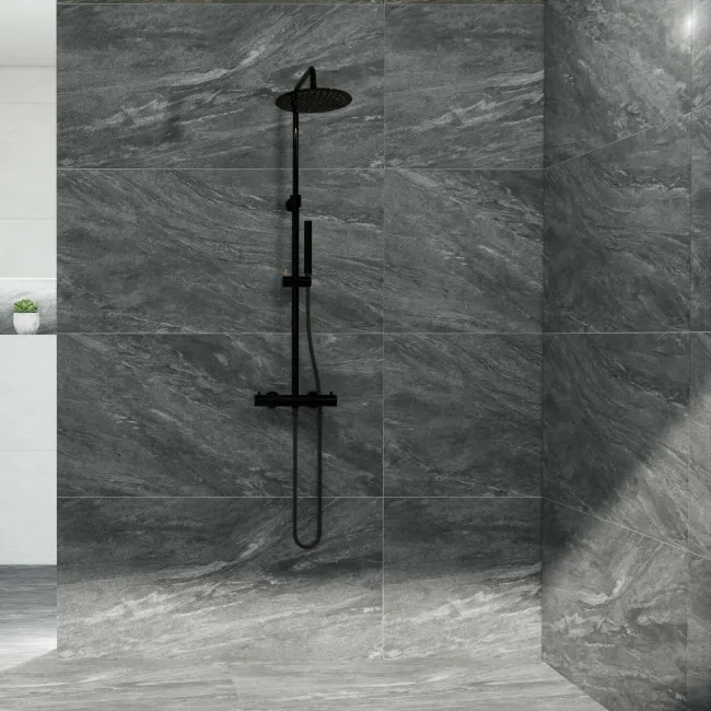 Teide Dark Grey Stone Effect Anti Slip Matt Porcelain Tile