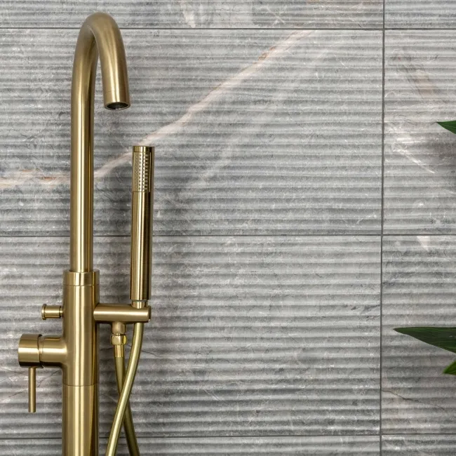 Tuscan Dark Grey Embossed Decor Stone Effect Matt Ceramic Wall Tile