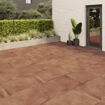 Kingsbury Terracotta Rustic Edge Stone Effect Porcelain Outdoor Slab