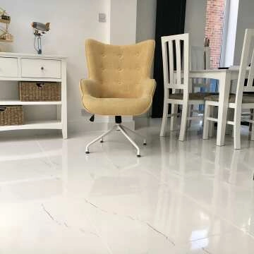 Barbados White Marble Effect Gloss Porcelain Floor Tiles