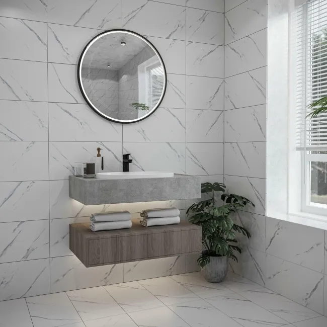 Alaskan Calacatta White Marble Effect Matt Porcelain Wall and Floor Tile