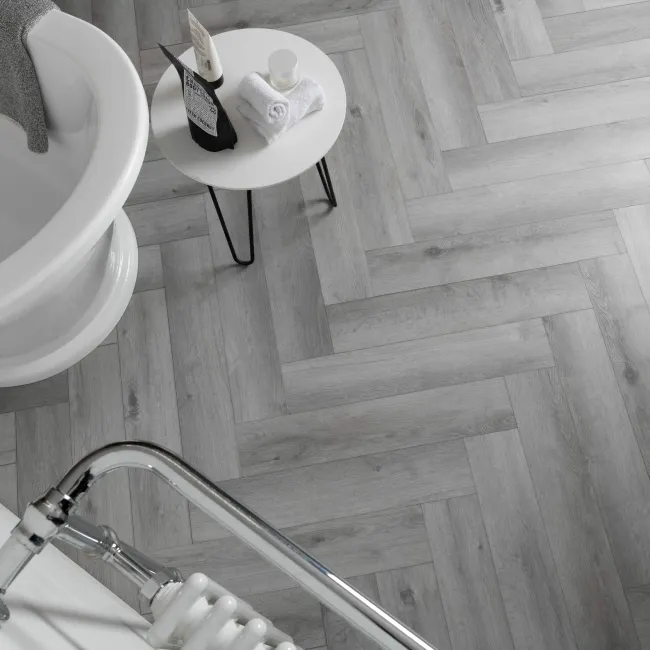 Alsek Silver Grey Herringbone Luxury Click Vinyl Flooring 5mm