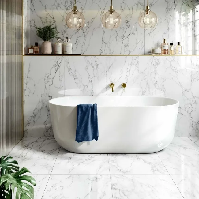 Arabescato White Marble Effect Polished Porcelain Wall and Floor Tile