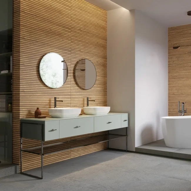 Bandwood Dark Oak Slatted Wood Effect Matt Ceramic Wall Tile