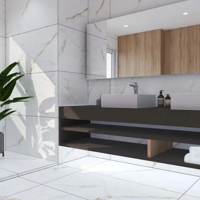 Carrera Gold Marble Effect Rectified Large Matt Porcelain Tile