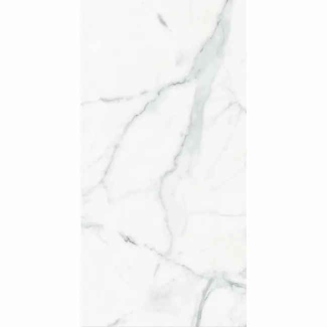 Carrera White Marble Effect Polished Porcelain Wall and Floor Tile