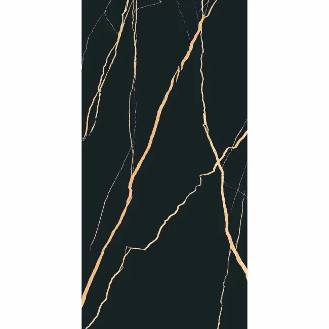 Da Vinci Golden Black Marble Effect Semi Polished Porcelain Tile