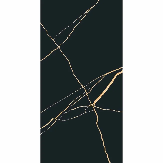 Da Vinci Golden Black Marble Effect Semi Polished Porcelain Tile
