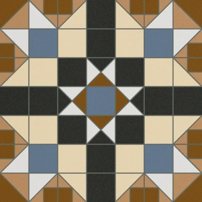 Devon Multicolour Victorian Patterned Matt Ceramic Floor Tile