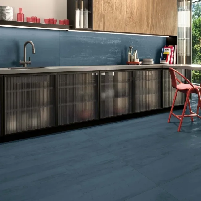 Enya Blue Concrete Effect Matt Porcelain Wall and Floor Tile