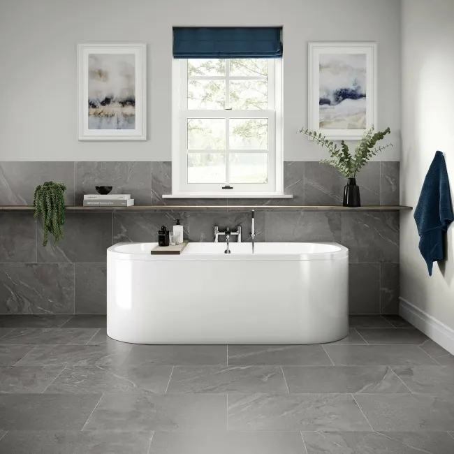 Kayrak Grey Slate Effect Matt Porcelain Wall and Floor Tile