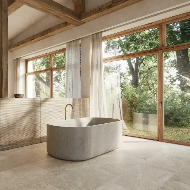 Lucca Flagstone Beige Chiselled Stone Effect Porcelain Tile
