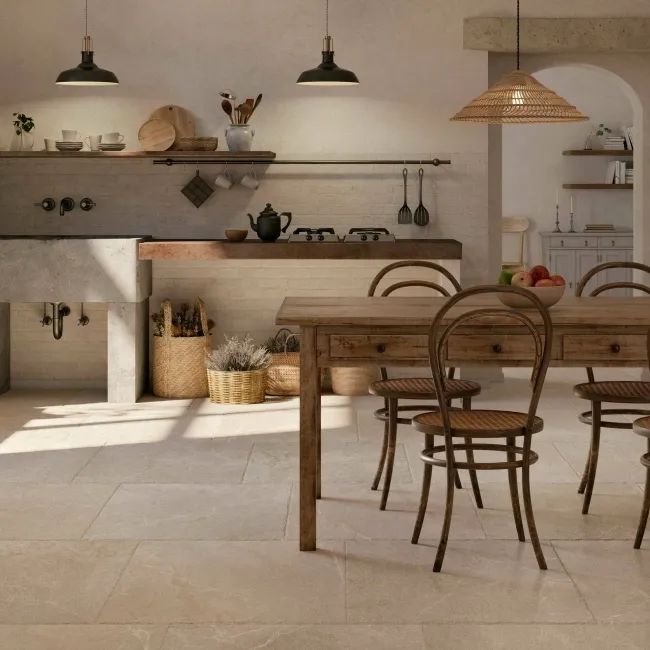 Lucca Flagstone Ivory Chiselled Stone Effect Porcelain Tile