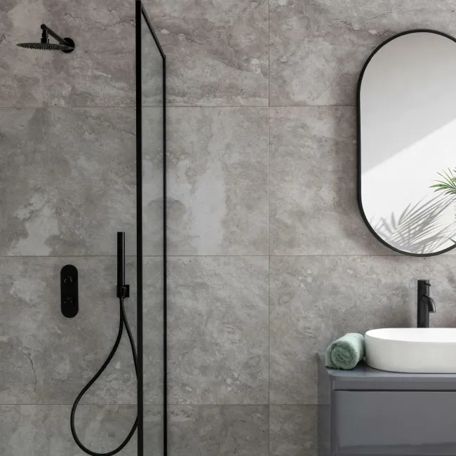 Marmostone Grey Rectified Matt Stone Effect Porcelain Wall and Floor Tile