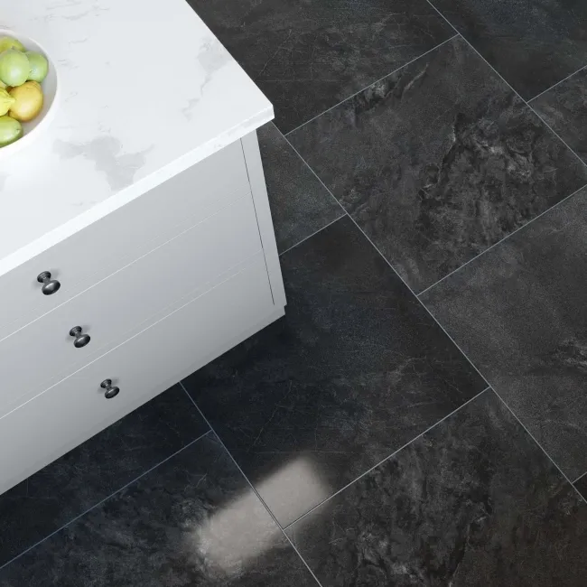 Muse Dark Grey Italian Polished Porcelain Floor Tiles