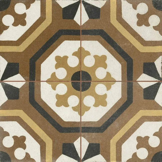 Osborne Marron Victorian Patterned Matt Ceramic Floor Tile