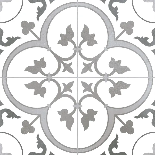 Oxford Grey Patterned Matt Ceramic Wall & Floor Tile