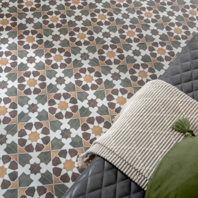 Rabat Green Pattern Matt Ceramic Floor Tile