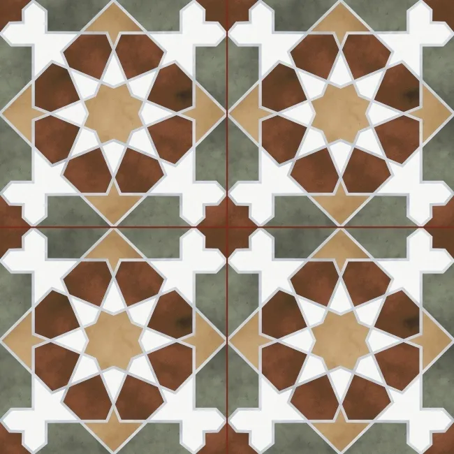Rabat Green Pattern Matt Ceramic Floor Tile