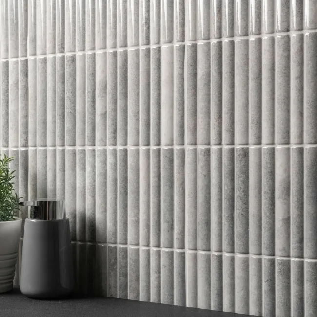 Rubik Smokey Grey Kit Kat Effect Gloss Ceramic Wall Tile