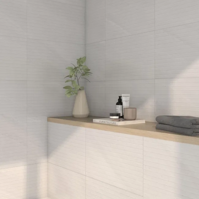 Urbano White Decor Stone Effect Matt Ceramic Wall Tile