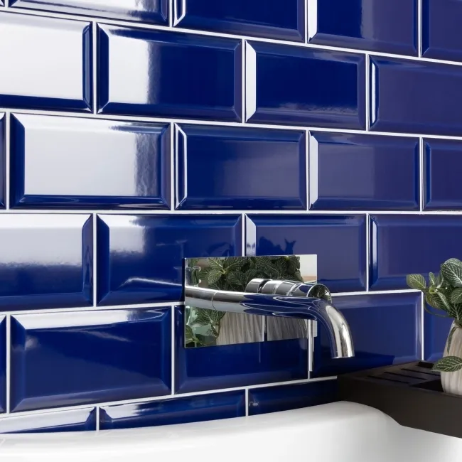 Metro Bevelled Victorian Cobalt Blue Gloss Ceramic Wall Tile