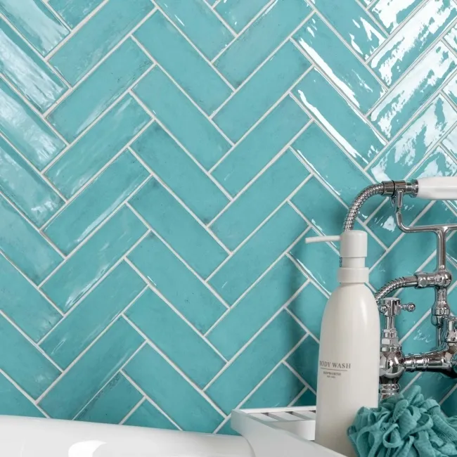 Victorian Style Aquamarine Gloss Porcelain Wall Tile