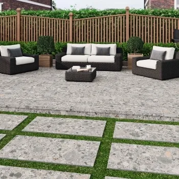 Inlay Pearl Grey Terrazzo Effect Matt Porcelain Outdoor Slab Tile