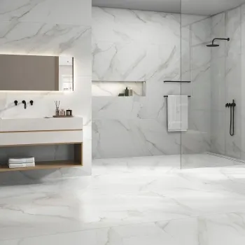 Lumiere White Marble Effect Large Matt Vitrified Ceramic Tile