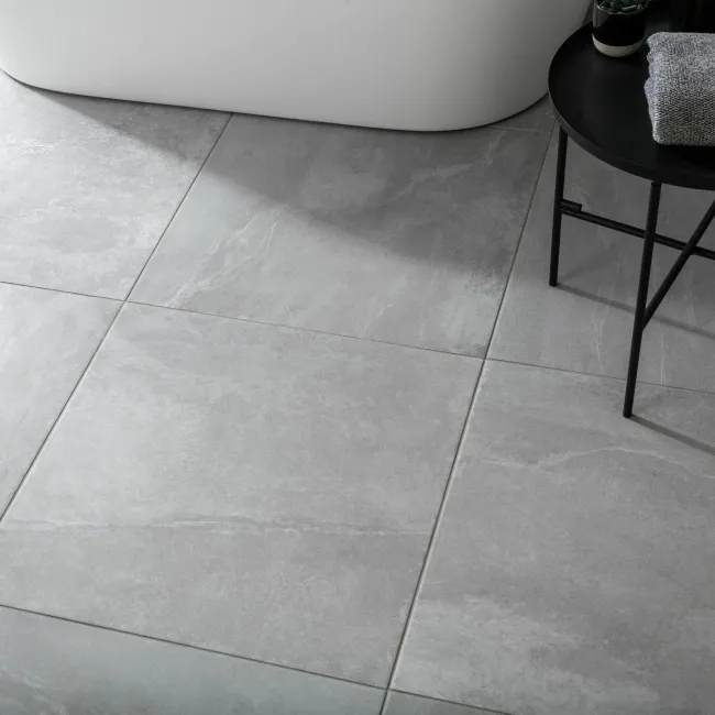 Augusta Ice Grey Slate Effect Matt Porcelain Floor Tile