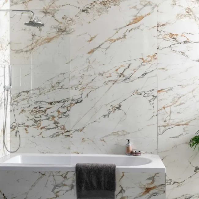 Bellagio Gold Marble Effect Polished Porcelain Large Wall and Floor Tile