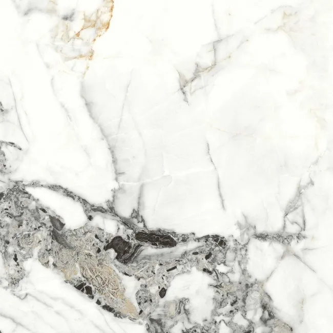 Detroit White Marble Effect Polished Porcelain Floor Tile