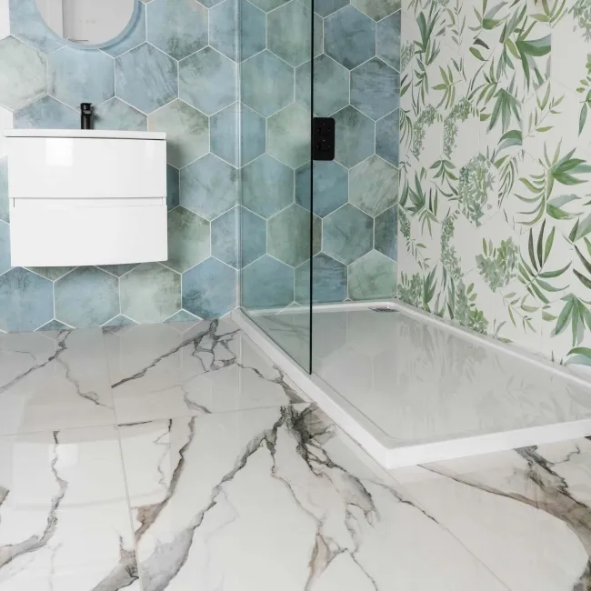 Fantasy Calacatta Taupe Polished Marble Effect Porcelain Wall and Floor Tile