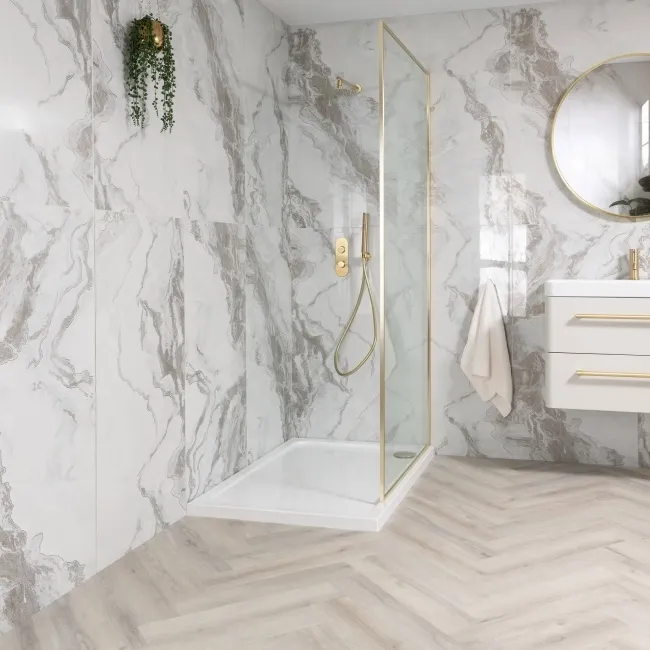 Fenndi Gold Marble Effect Polished Porcelain Tile
