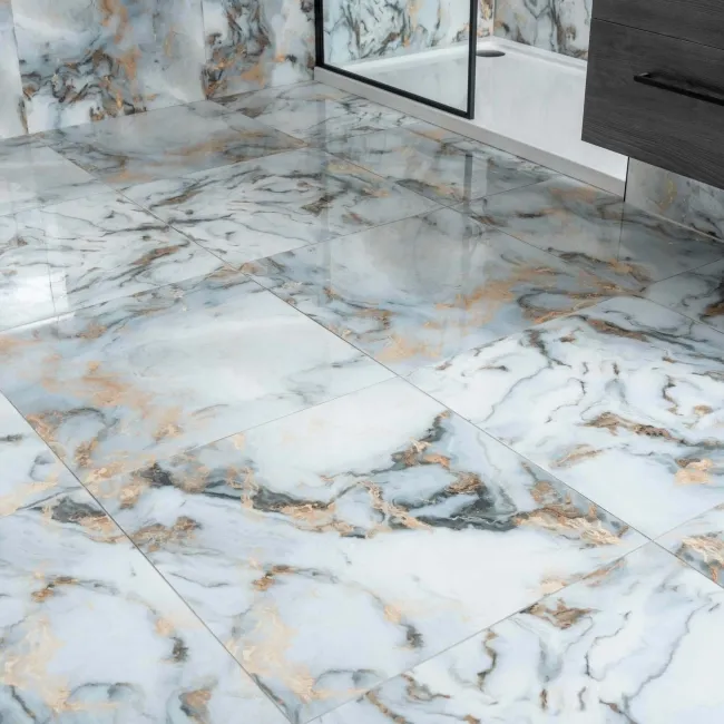 Sky White Marble Effect Polished Porcelain Floor Tile