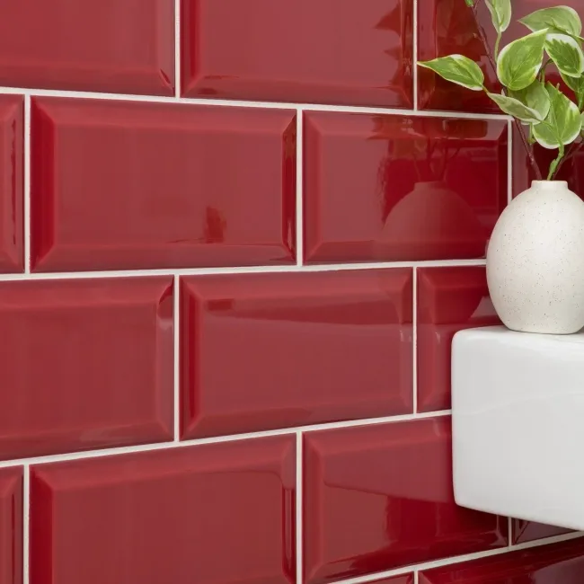 Metro Bevelled Victorian Burgundy Gloss Ceramic Wall Tile