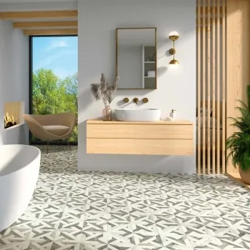 Avalon Grey Patterned Matt Porcelain Wall and Floor Tile