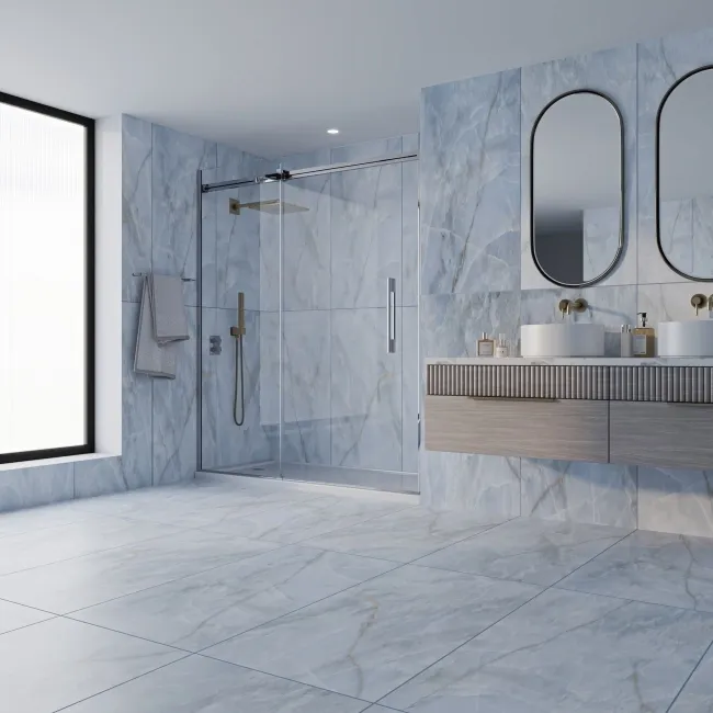 Omen Blue Onyx Marble Effect Matt Porcelain Tile