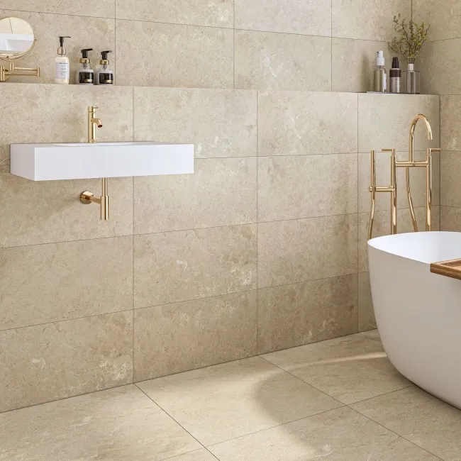 Baltico Beige Stone Effect Matt Porcelain Wall & Floor Tile