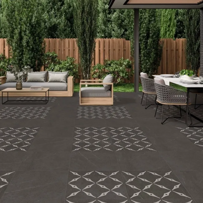 Bellevue Decor Graphite Matt Stone Effect Porcelain Outdoor Slab Tile
