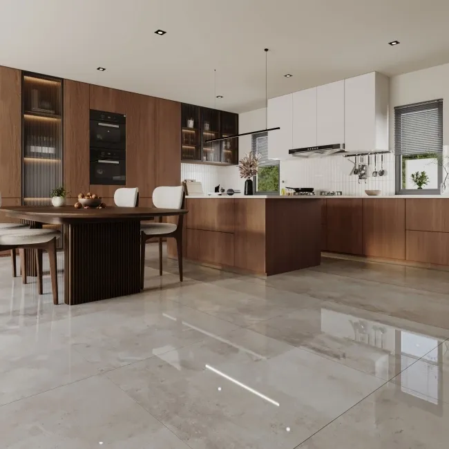 Clinquer Grey Polished Concrete Effect Porcelain Floor Tile