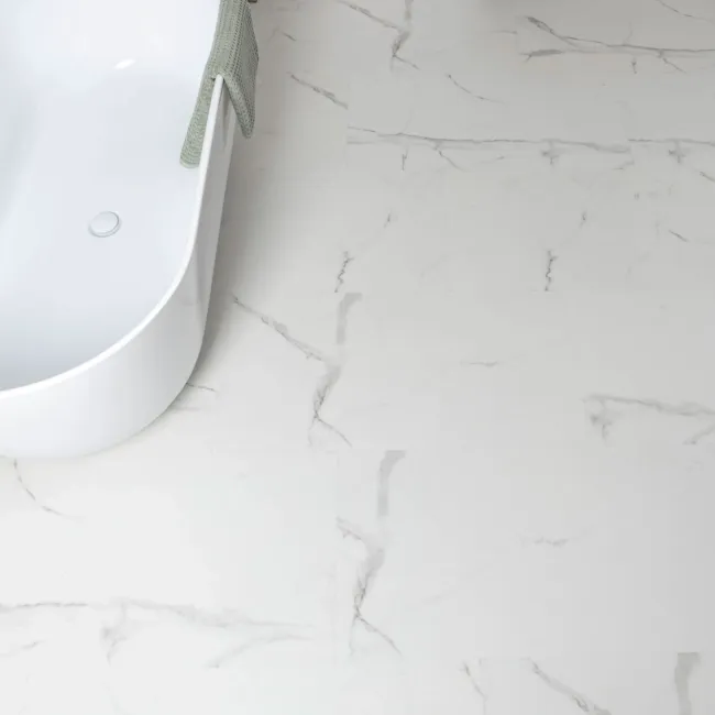 Crystal White Marble Tile Luxury Click Vinyl Flooring 6mm