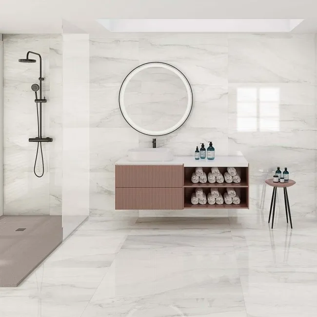 Delicatto White Marble Effect Polished Porcelain Wall and Floor Tile