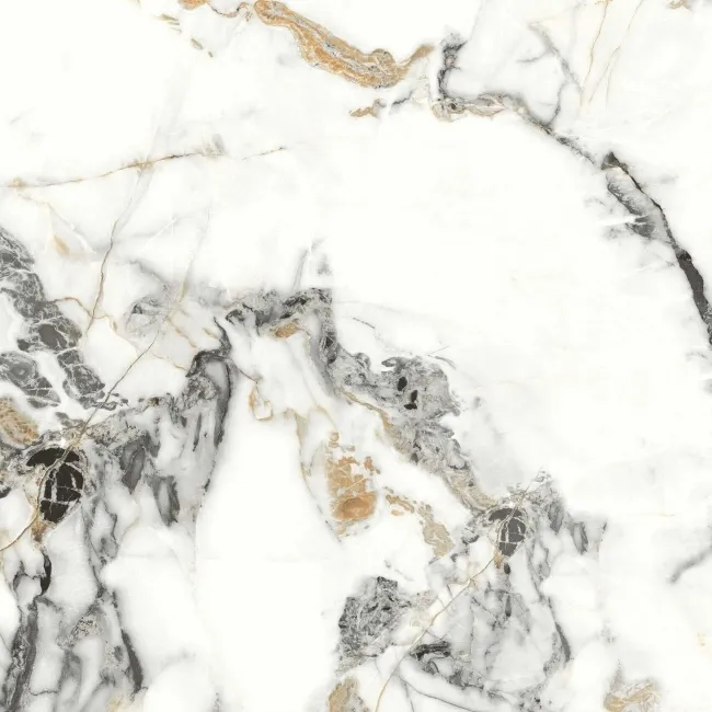 Detroit White Marble Effect Polished Porcelain Floor Tile