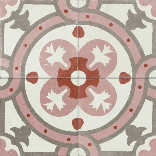Granada Pink Victorian Patterned  Matt Ceramic Floor Tile